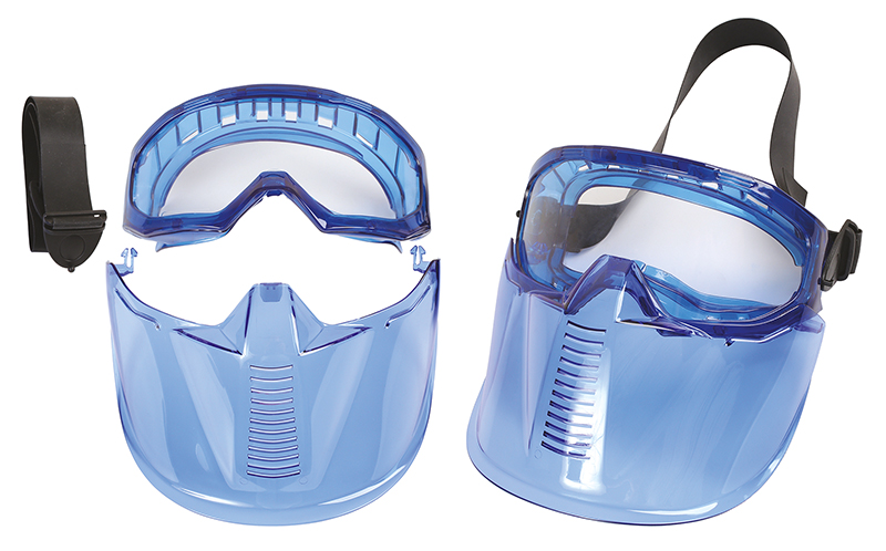 New safety goggles and detachable face mask combination