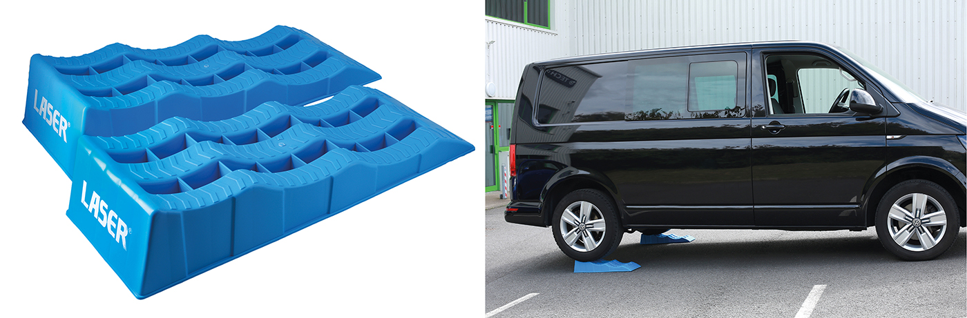 Versatile new levelling car ramps — keep your motorhome level on uneven ground.