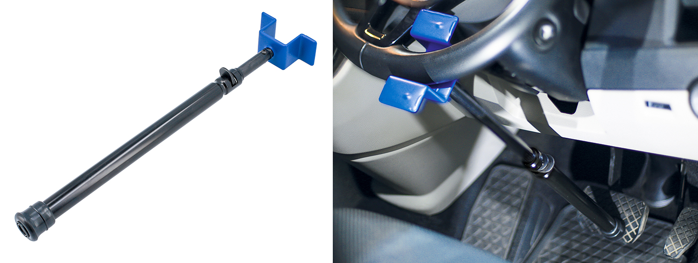 Hold down the clutch, brake or throttle pedals securely with this pedal depressor