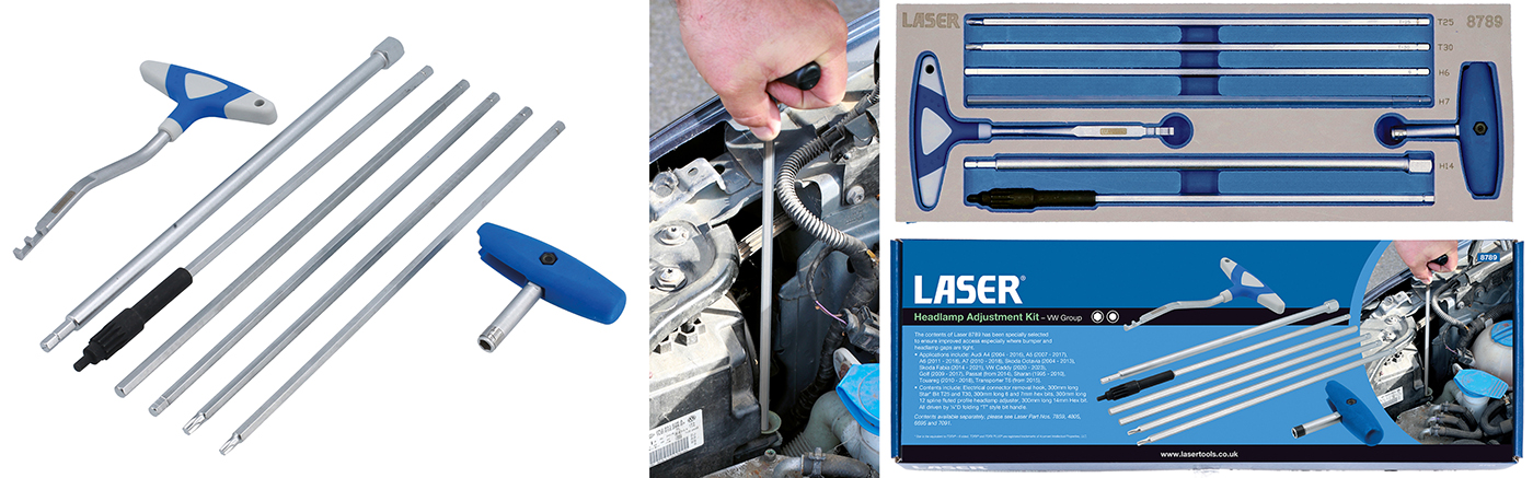 VW Group headlamp adjustment tool kit from Laser Tools 
