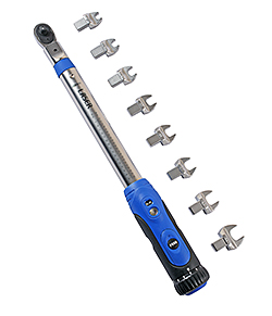 Professional detachable-head 1/4" drive torque wrench for difficult to access fasteners