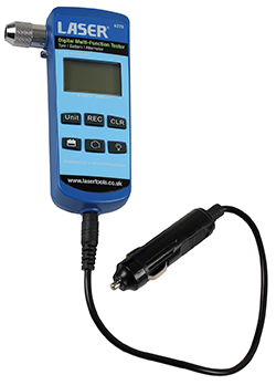 Three-in-one multifunction tester measures tyre pressure and records battery and alternator voltage