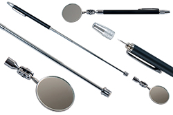 All-in-one telescopic inspection mirror, magnetic pick-up tool and scriber