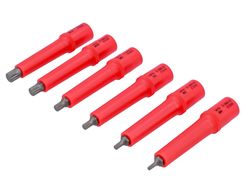High-voltage approved insulated long-reach spline-bit sockets 