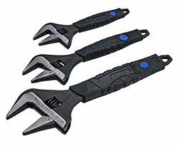 Super-thin jaws and extra-wide jaw capacity — a new adjustable wrench set 