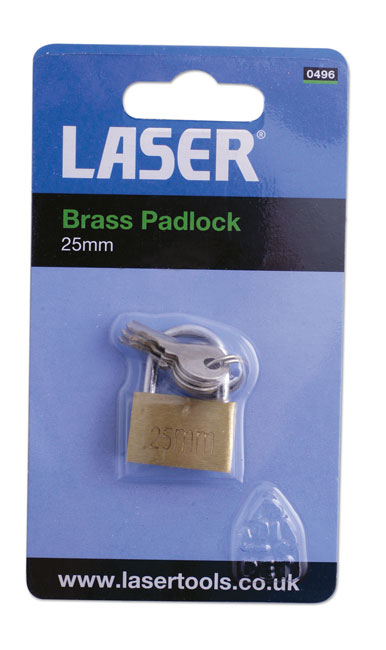 Laser Tools 0496 Brass Padlock 25mm