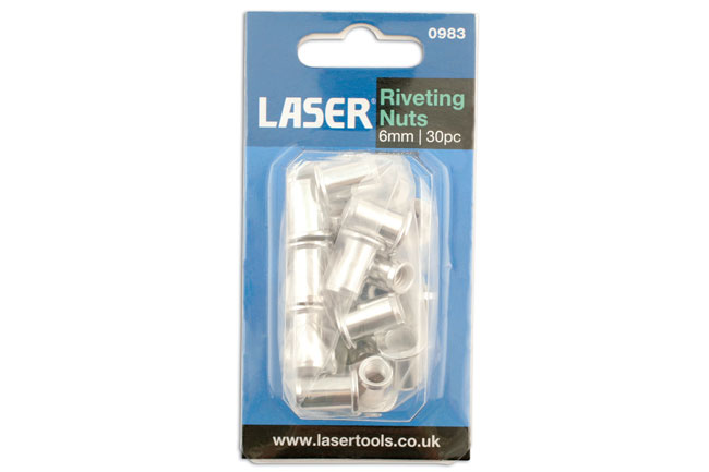Laser Tools 0983 Riveting Nuts 6mm 30pc
