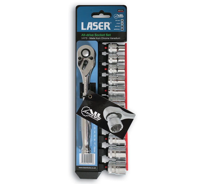 Laser Tools 4111 Alldrive Socket Set 3/8"D 12pc