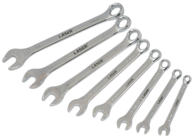 Laser Tools 4446 Whitworth Combination Spanner Set 1/8" - 9/16" 8pc