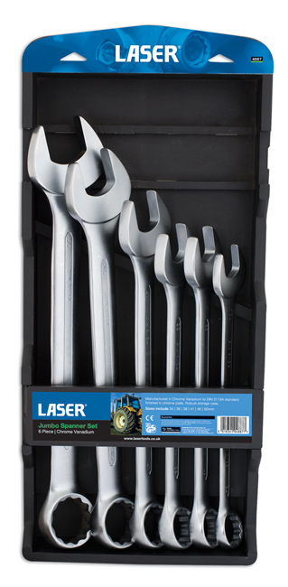 Laser Tools 4887 Jumbo Combination Spanner Set 6pc