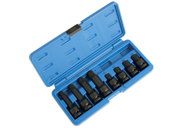 Laser Tools 5273 Impact Tamperproof Spline Socket Bit Set 1/2"D 8pc