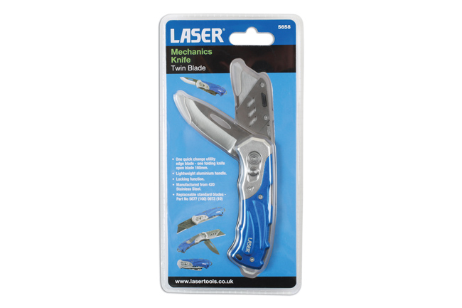 Laser Tools 5658 Twin Blade Mechanics Knife
