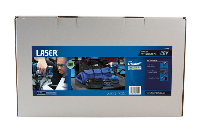 Laser Tools 61555 Cordless Impact Wrench 1/2"D 20V Kit (Euro)