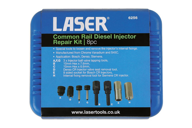 Laser Tools 6256 Common Rail Diesel Injector Repair Kit 8pc