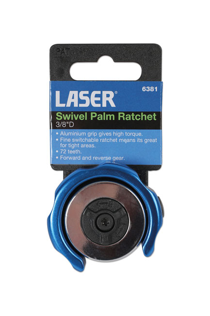 Laser Tools 6381 Swivel Palm Ratchet 3/8"D
