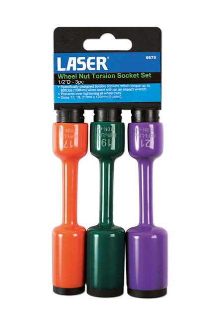 Laser Tools 6679 Wheel Nut Torsion Socket Set 3pc