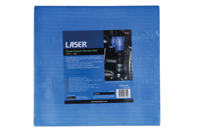 Laser Tools 6712 Deep Impact Socket Set 1/2"D 14pc