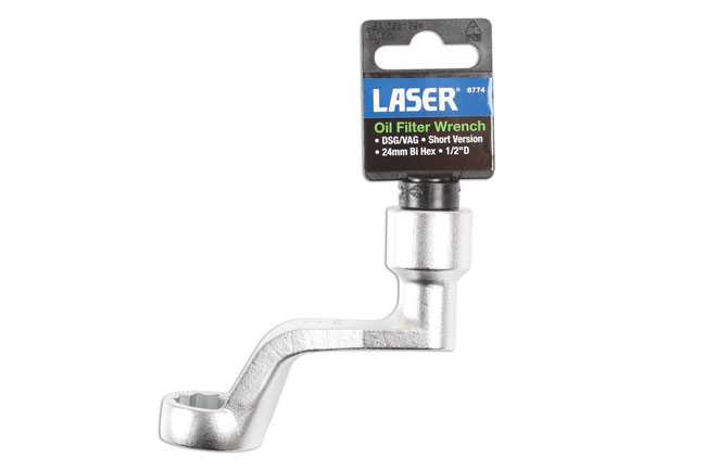 Laser Tools 6774 Oil Filter Wrench, Short 1/2"D 24mm - for DSG, VAG