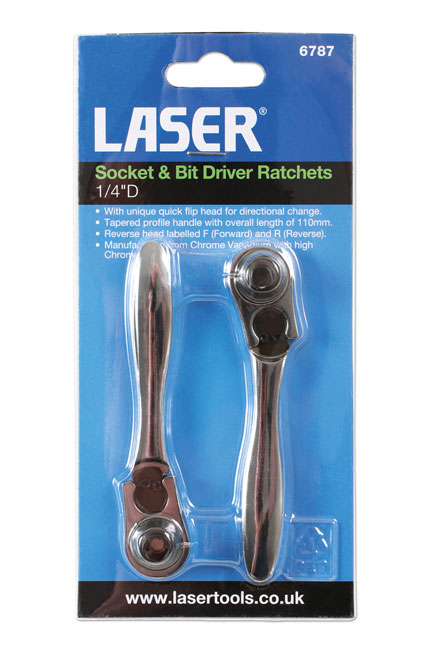 Laser Tools 6787 Socket & Bit Driver Ratchet Set 1/4"D 2pc