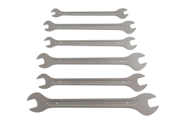 Six ultra thin open ended spanners