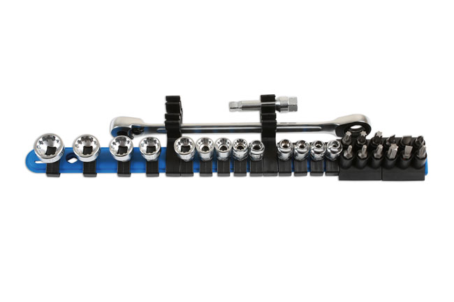 Laser Tools 6887 Low Profile Alldrive Socket & Bit Set 1/4"D 27pc