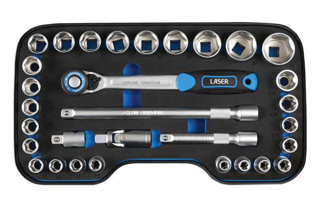 Laser Tools 6920 Socket Set 1/2"D 31pc