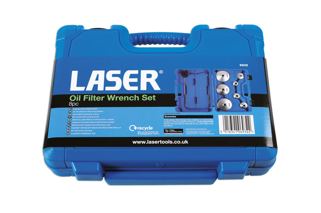 Laser Tools 6932 Oil Filter Wrench Set 8pc