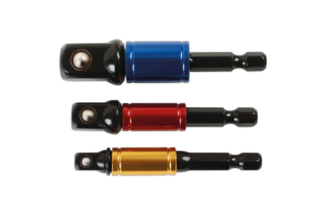 Laser Tools 6983 Socket Adaptor Set, Rotating Sleeve 1/4"D, 3/8"D, 1/2"D 3pc