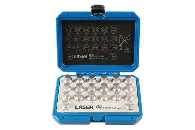 Laser Tools 7076 Locking Wheel Nut Key Set 20pc - for Volvo