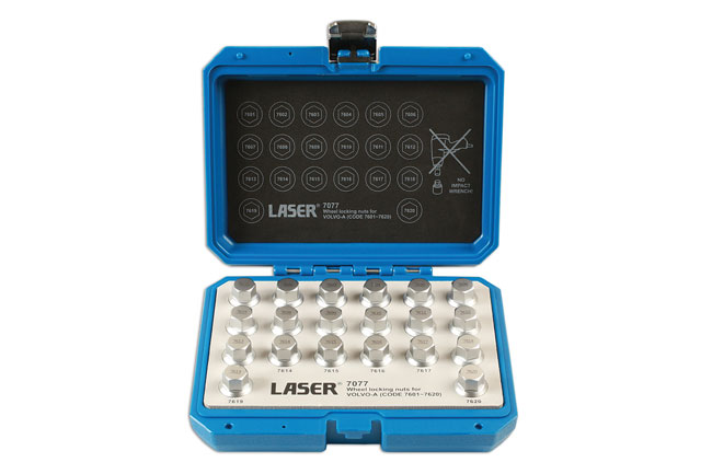 Laser Tools 7077 Locking Wheel Nut Key Set 20pc - for Volvo