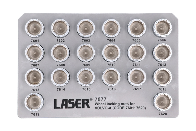 Laser Tools 7077 Locking Wheel Nut Key Set 20pc - for Volvo