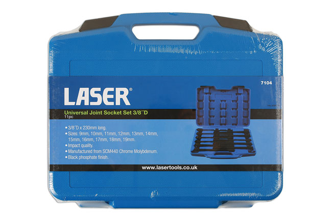 Laser Tools 7104 Universal Joint Deep Impact Socket Set 3/8"D 11pc