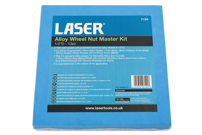 Laser Tools 7125 Alloy Wheel Nut Master Kit 1/2"D 10pc