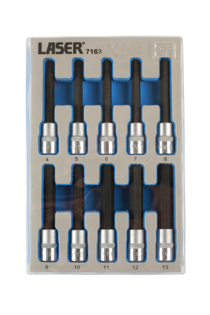 Laser Tools 7163 Long Hex Socket Bit Set 3/8"D 10pc