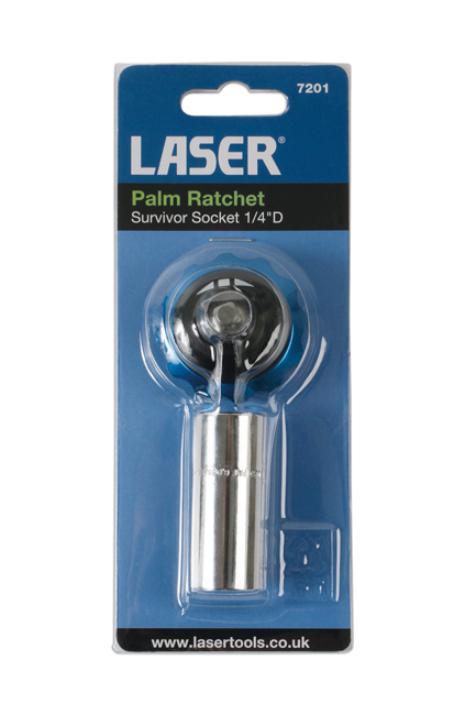 Laser Tools 7201 Palm Ratchet with Survivor Socket 1/4"D