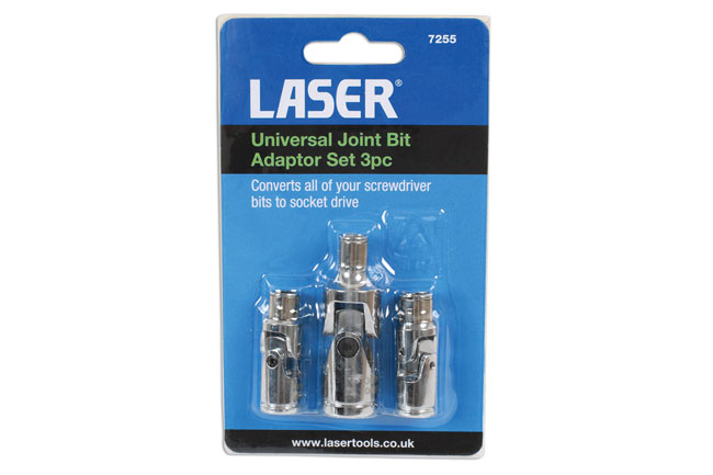 Laser Tools 7255 Universal Joint Bit Adaptor Set 3pc