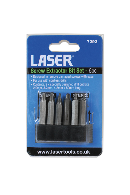 Laser Tools 7292 Screw Extractor Bit Set 6pc