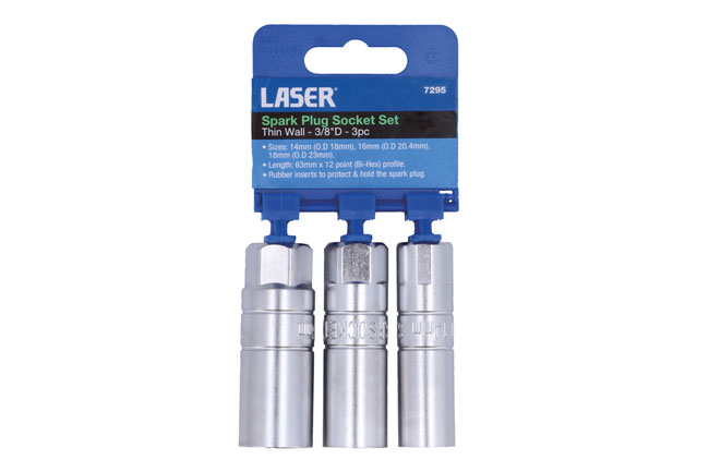 Laser Tools 7295 Thin Wall Spark Plug Socket Set 3/8"D 3pc