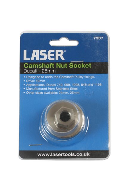 Laser Tools 7307 Camshaft Nut Socket 28mm - for Ducati