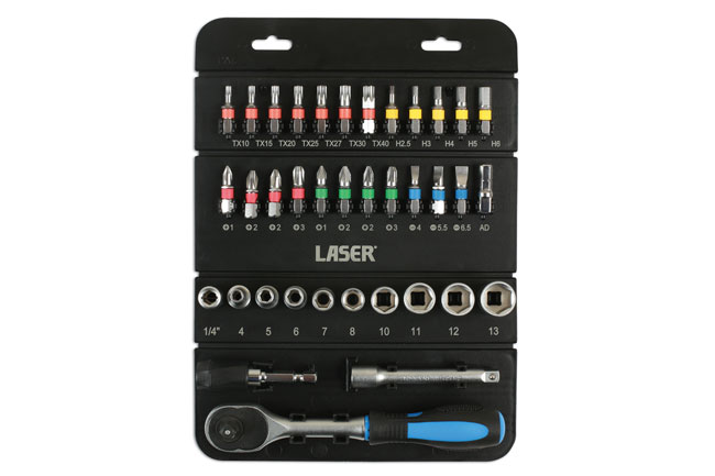 Laser Tools 7310 Socket & Bit Set 1/4"D 37pc