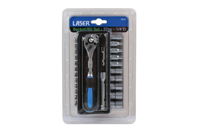 Laser Tools 7310 Socket & Bit Set 1/4"D 37pc