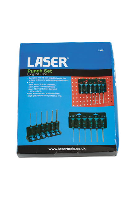 Laser Tools 7328 Parallel Pin Punch Set, Long 6pc