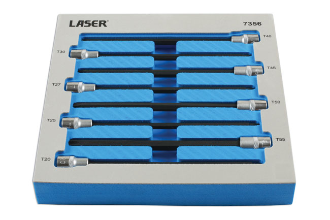 Laser Tools 7356 Extra Long Star Socket Bit Set 3/8"D 8pc