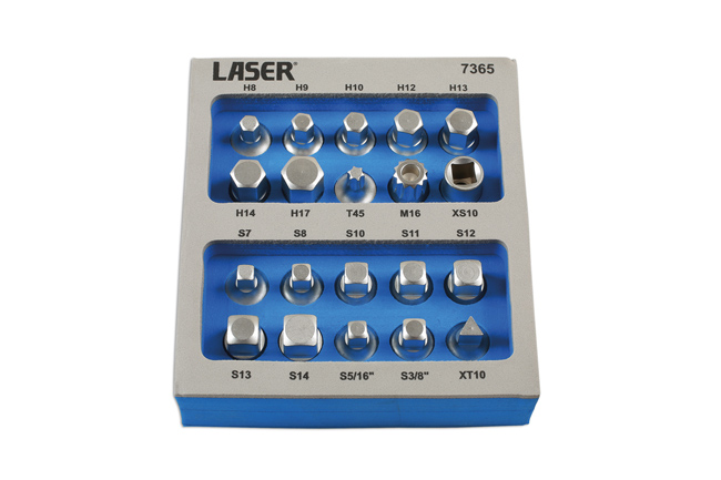 Laser Tools 7365 Sump Plug Key Set 3/8"D 20pc