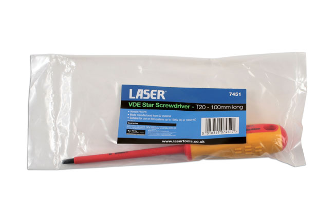 Laser Tools 7451 Insulated Star* Screwdriver T20