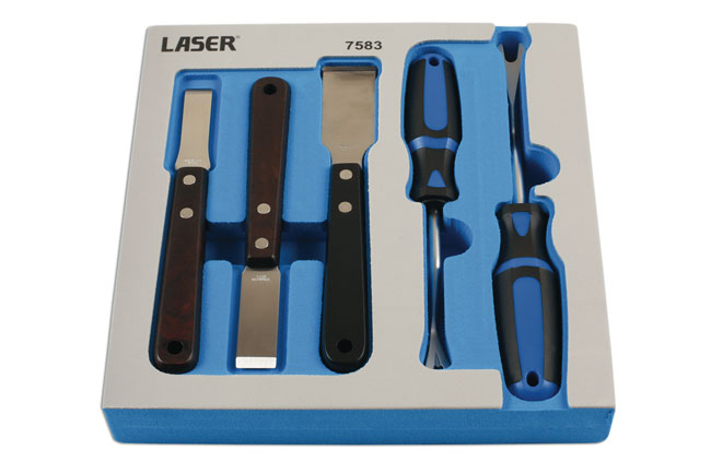 Laser Tools 7583 Clip Remover & Tungsten Tipped Scraper Set 5pc