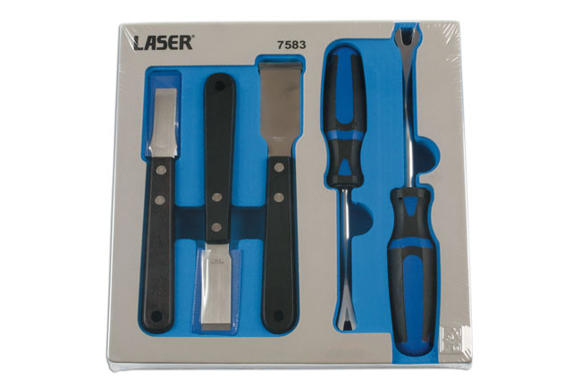Laser Tools 7583 Clip Remover & Tungsten Tipped Scraper Set 5pc