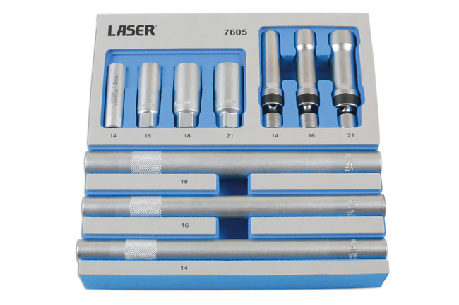 Laser Tools 7605 Spark Plug Socket Set 3/8"D 10pc