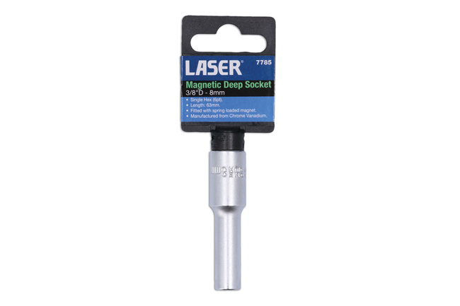 Laser Tools 7785 Magnetic Deep Socket 3/8"D 8mm