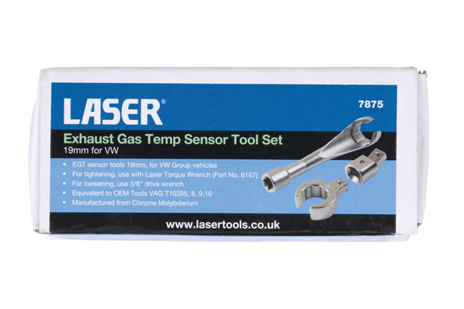 Laser Tools 7875 Exhaust Gas Temp Sensor Tool Set 19mm - for VAG